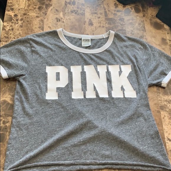 PINK Victoria's Secret Tops - Victoria’s Secret pink gray cropped t-shirt PINK Victoria's Secret Tops - Victoria’s Secret pink gray cropped t-shirt